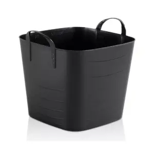 Life Story Flexible Tub Basket 25 Liter/6.6 Gallon Plastic Multifunction Storage Tote Bin with Handles, Black (6 Pack)