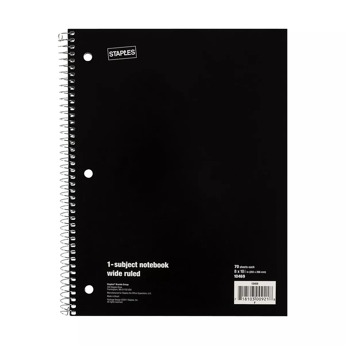 Staples 1 Subject Notebook 8" x 10-1/2" 72 pack 11667CT