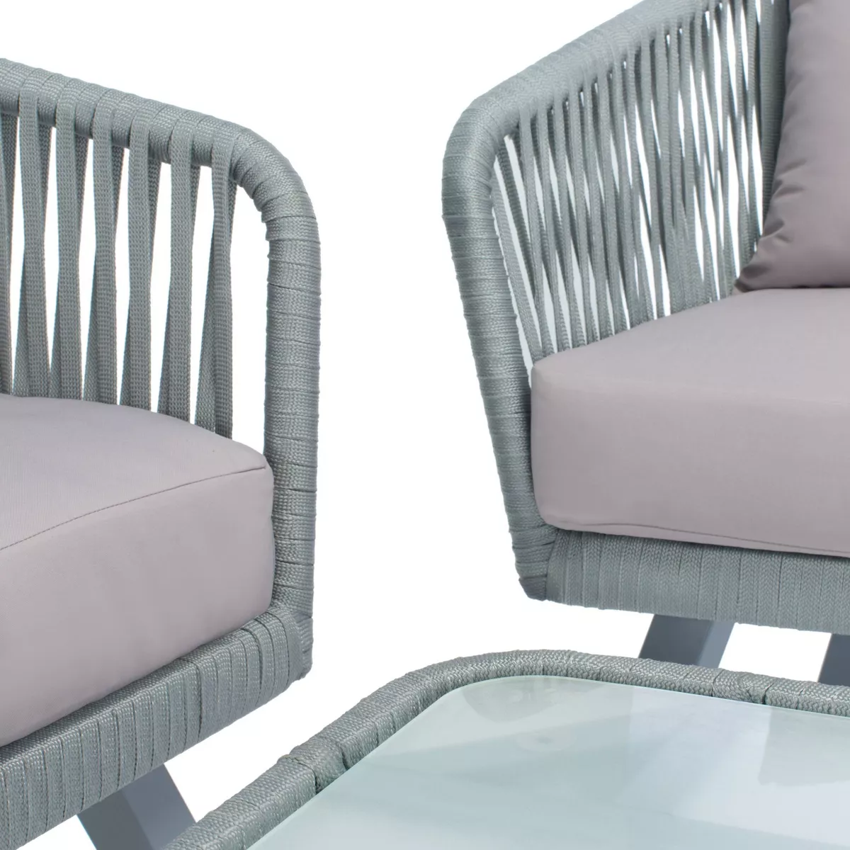 Jorda 4pc Rope Living Set - Gray - Safavieh