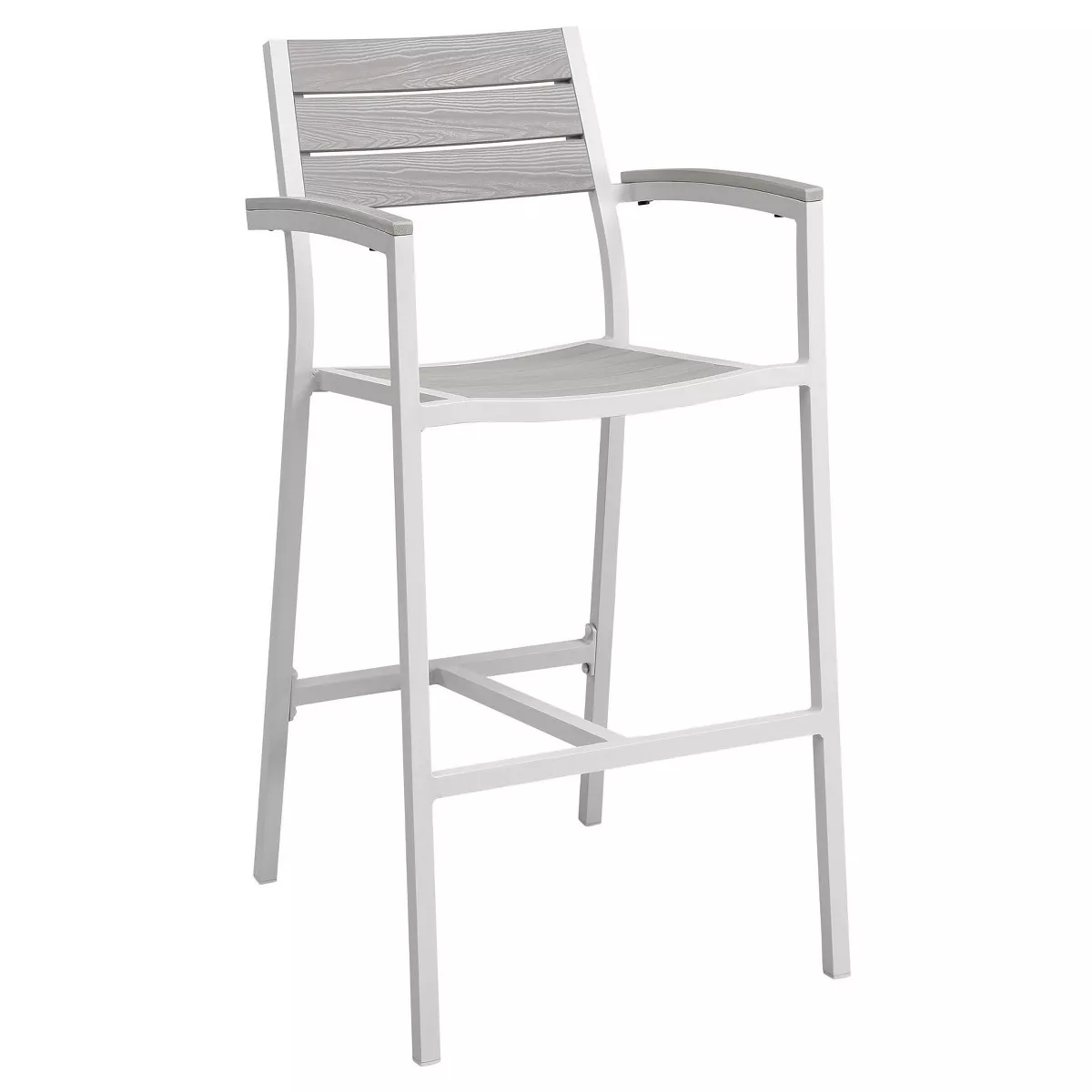 Maine Bar Stool Outdoor Patio Set of 2 in White Light Gray - Modway