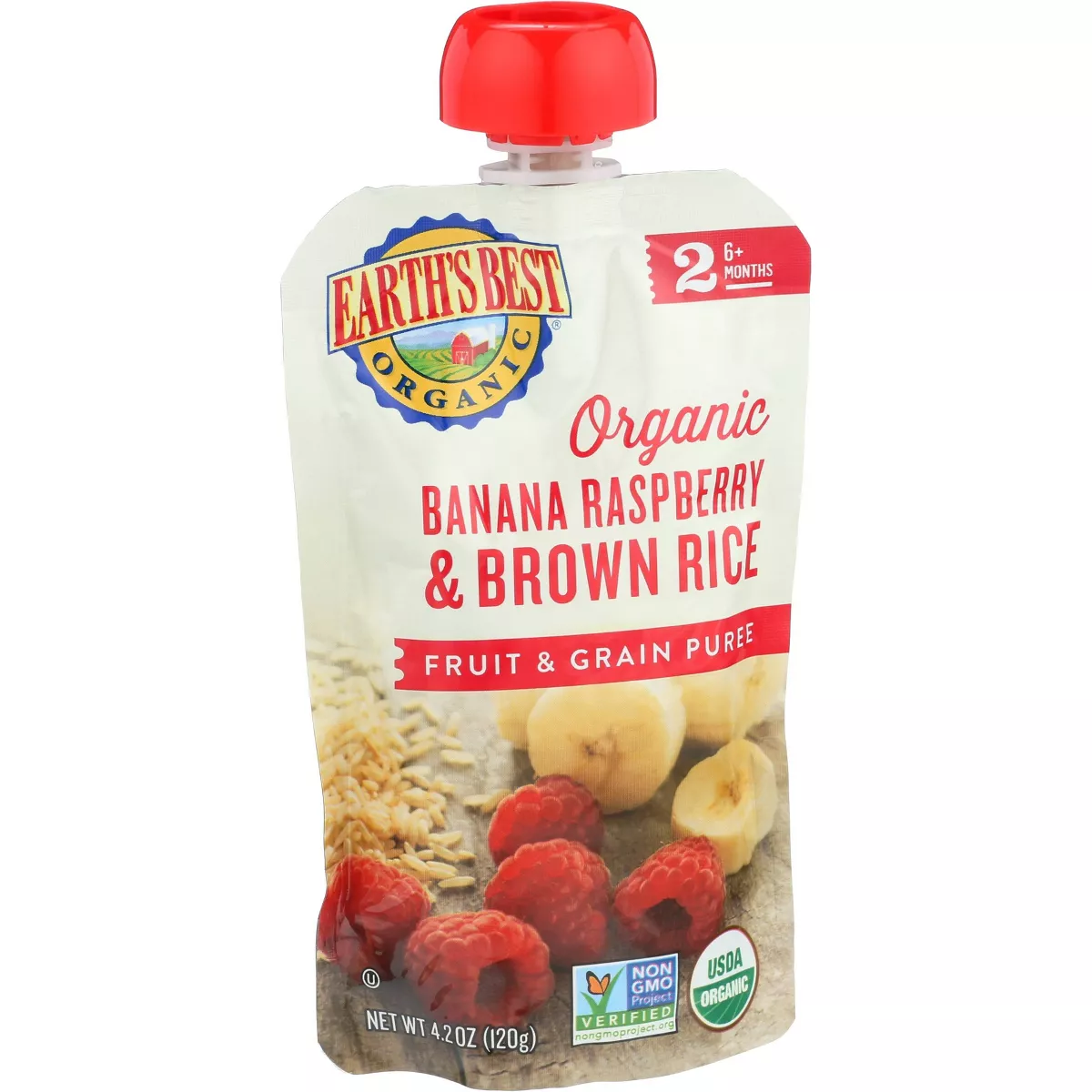 Earth's Best Organic Banana Raspberry & Brown Rice Baby Food Pouch - 4.2oz