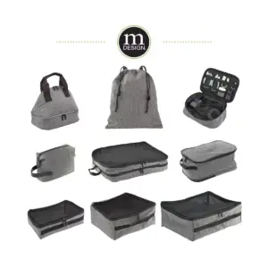 mDesign Fabric Travel Shoe Bag Organizer - Gray