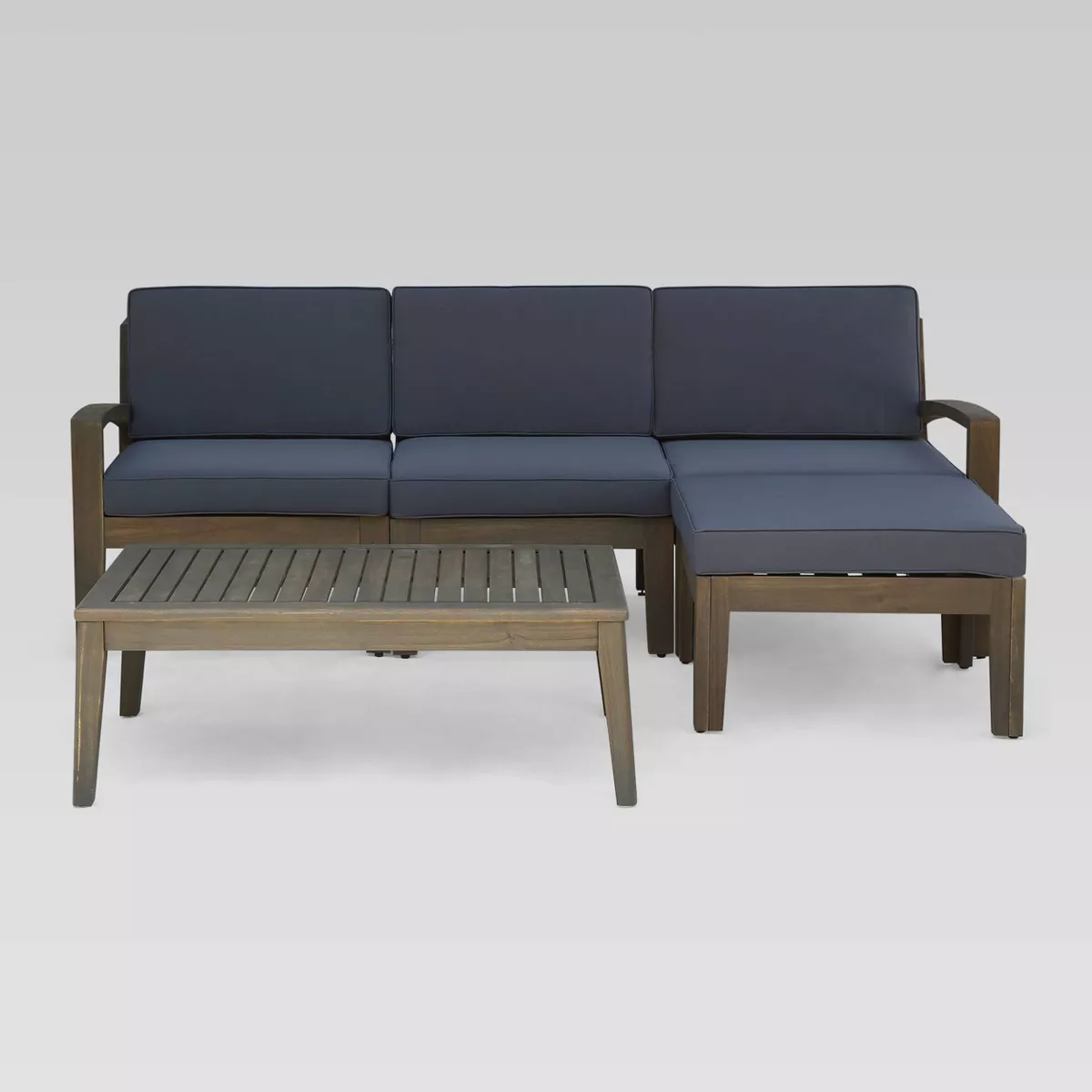 Grenada 5pc Acacia Sectional Sofa Set - Gray/Dark Gray - Christopher Knight Home