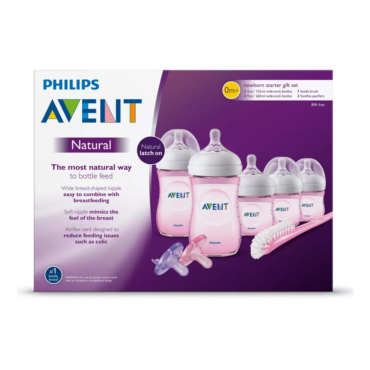 Philips Avent Natural Baby Bottle Pink Gift Set