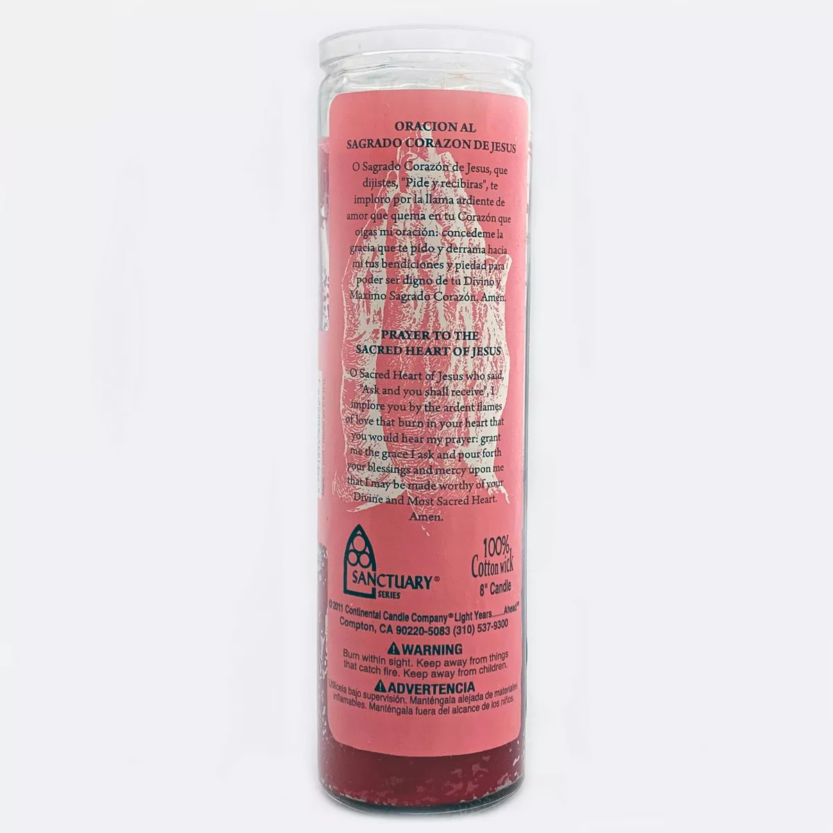 Jar Candle Sagrado Corazon De Jesus Red - Continental Candle