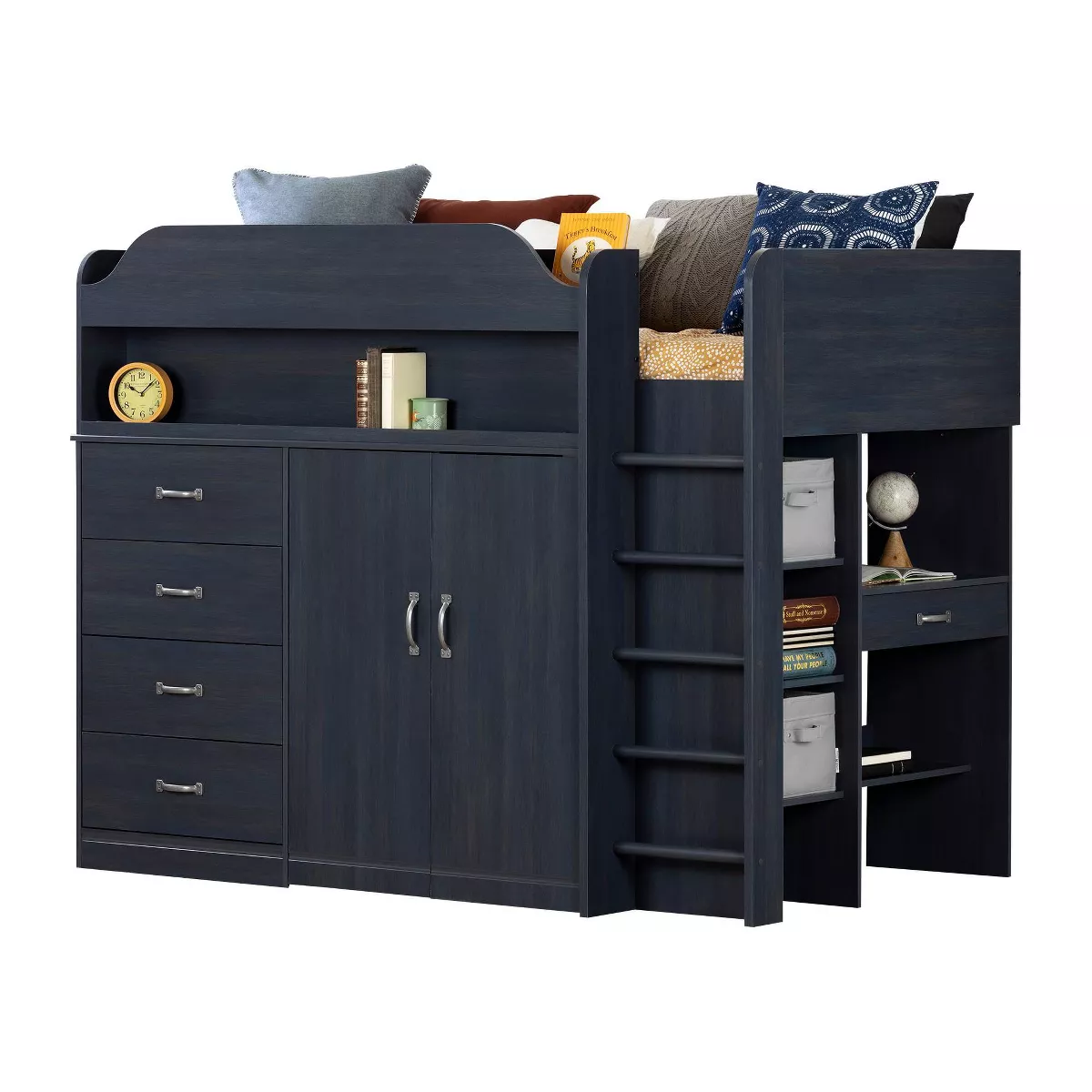 Twin Asten Loft Bed with Desk Blueberry - South Shore