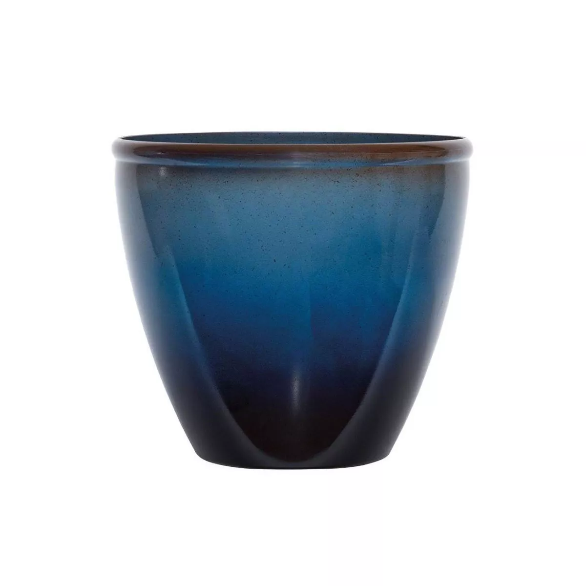 Suncast 1606NP36 16 Inch Seneca Indoor Outdoor Garden Yard Patio UV Protection Decorative Resin Flower Planter Pot, Blue/Brown