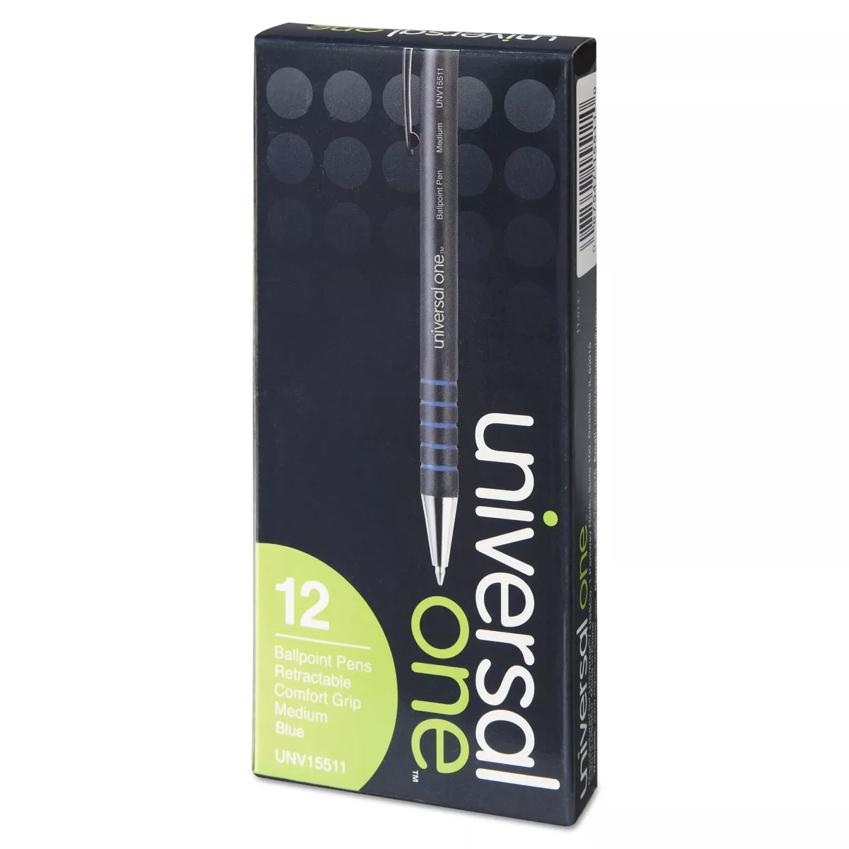 UNIVERSAL Comfort Grip Ballpoint Retractable Pen Blue Ink Medium Dozen 15511