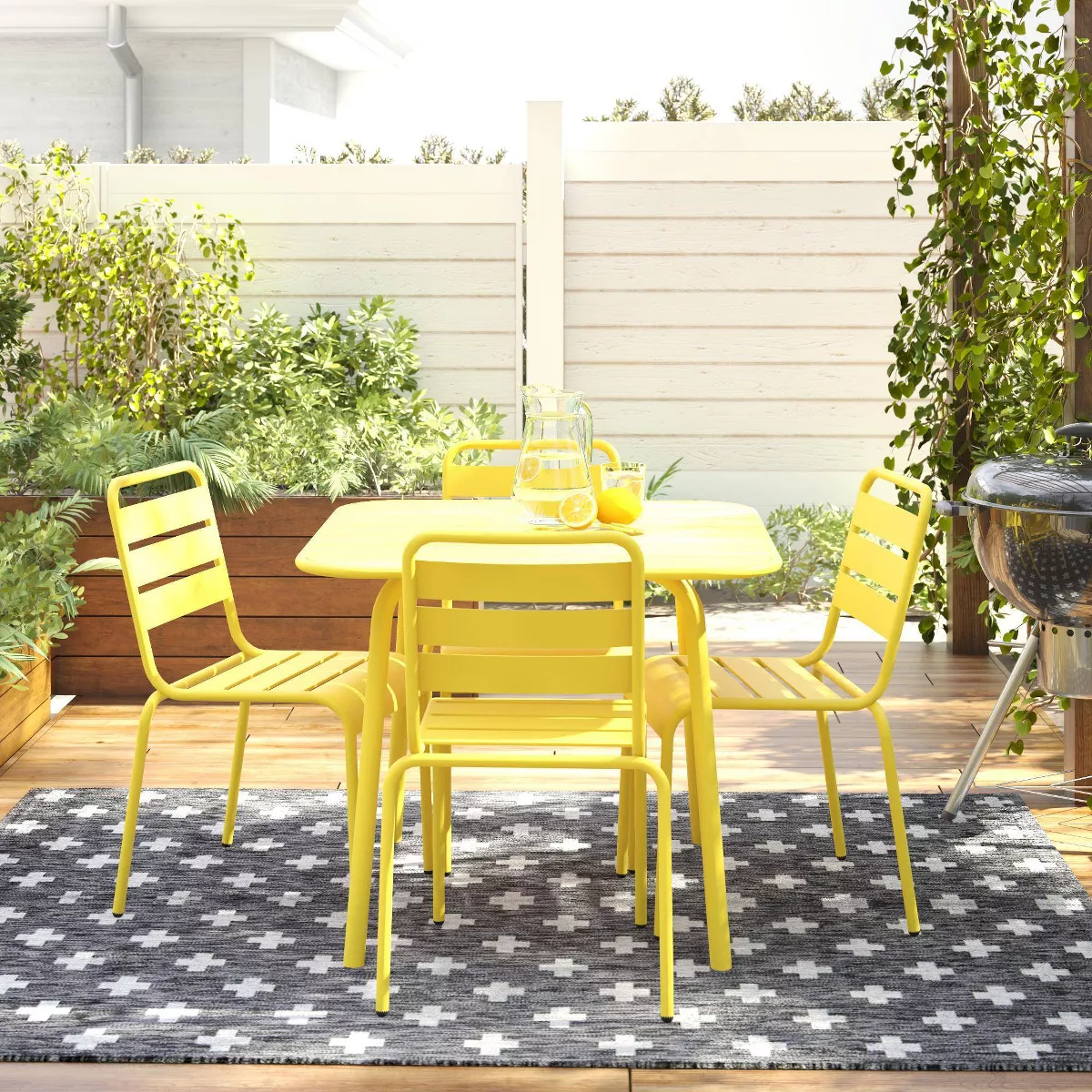 June Square Patio Dining Table - Yellow - Novogratz