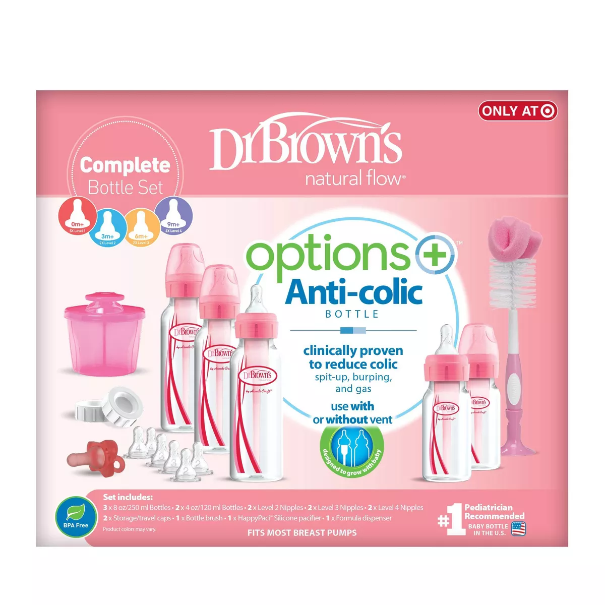 Dr. Brown's Options+ Baby Bottle Gift Set - Pink