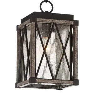 Possini Euro Design Rustic Outdoor Ceiling Light Hanging Bronze Wood 14 1/2