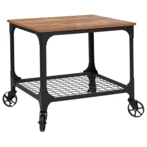 Emma and Oliver Industrial Rustic Wood Grain Kitchen Bar Cart w/ Wire Rack Bottom