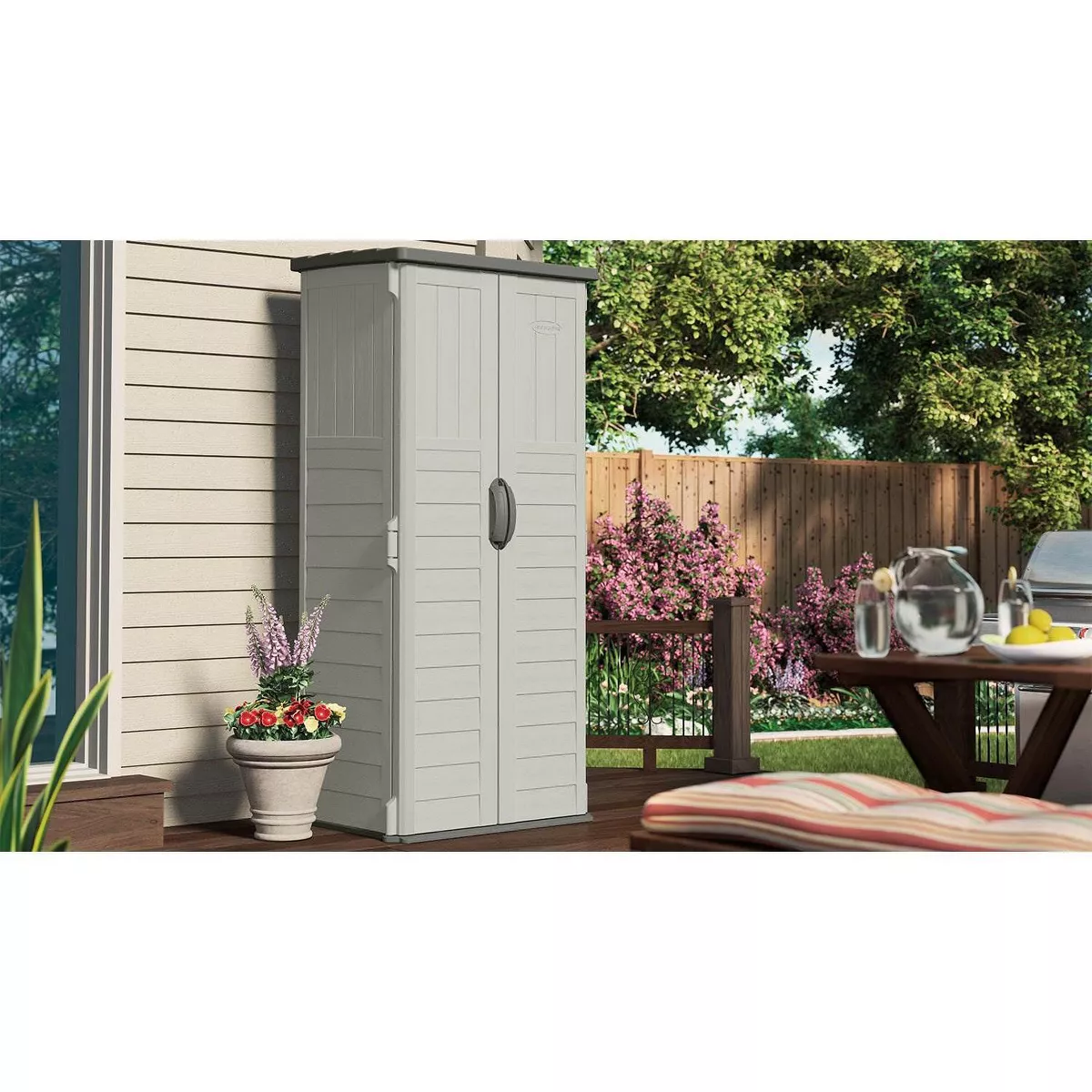 Suncast BMS1250 22 Cubic Feet Resin Versatile Vertical Storage Shed Building