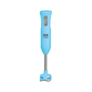 Tasty by Cuisinart Stainless Steel Electric Kitchen Handheld Food Blender Stick with Beater, Measuring Cup, and Safety Button Feature, Blue