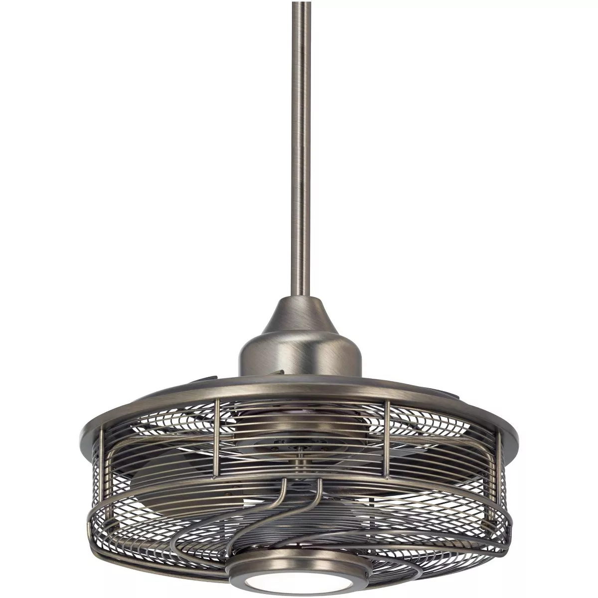 17" Casa Vieja Modern Outdoor Ceiling Fan with Light LED Cage Antique Bronze Frosted White Glass Damp Rated for Patio Porch