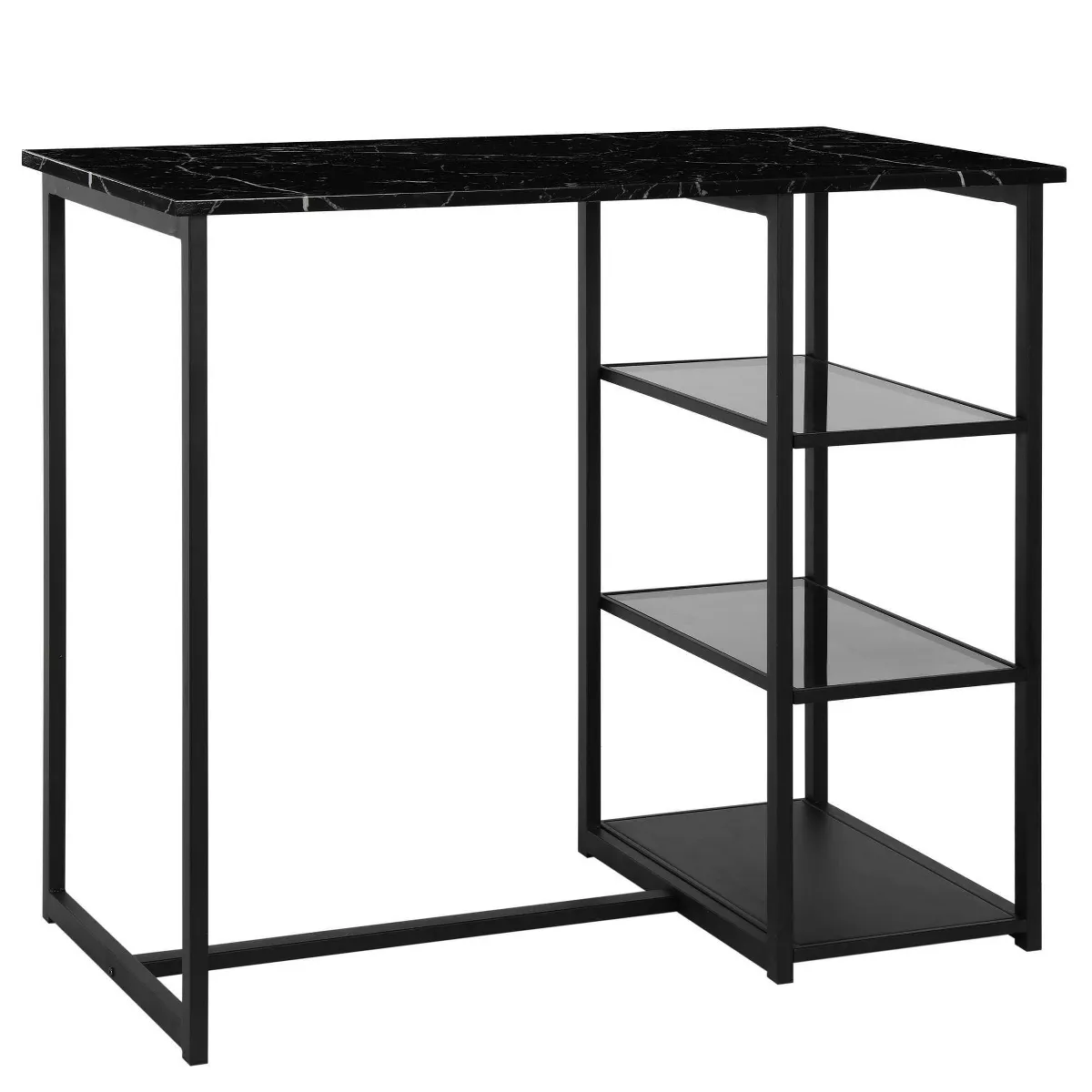 3pc Emelie Metal Pub Set With Faux Marble Top Black - Cosmoliving By Cosmopolitan