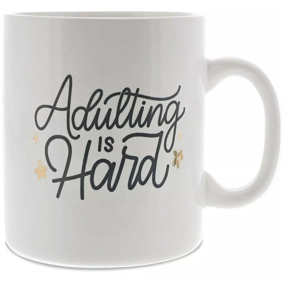 Okuna Outpost White Large Ceramic Coffee Mug Tea Cup, Almost Adulting (16 oz, 3.7 x 4.1 in)