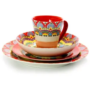 16pc Stoneware Kaleidoscope Dinnerware Set - Elama