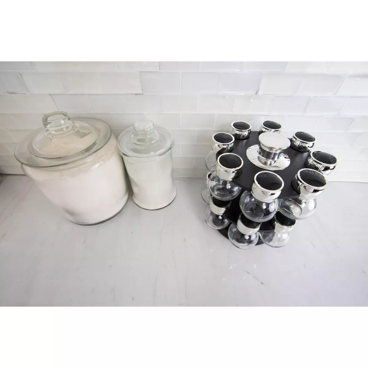 Home Basics 16 Piece Revolving Spice Rack, Black