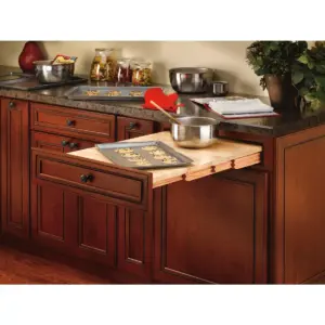 Rev-A-Shelf 4TT-2133-1 31.75 Inch Wood Pull Out Tambour Table Kitchen Counter Extension with Slide for 24 Inch Drawers, Natural Maple