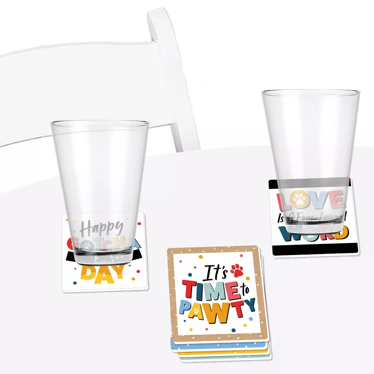 Big Dot of Happiness Happy Gotcha Day - Funny Dog and Cat Pet Adoption Party Decorations - Drink Coasters - Set of 6