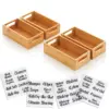 mDesign Bamboo Wood Storage Bin with Handles, 32 Labels, Set of 5 - Natural