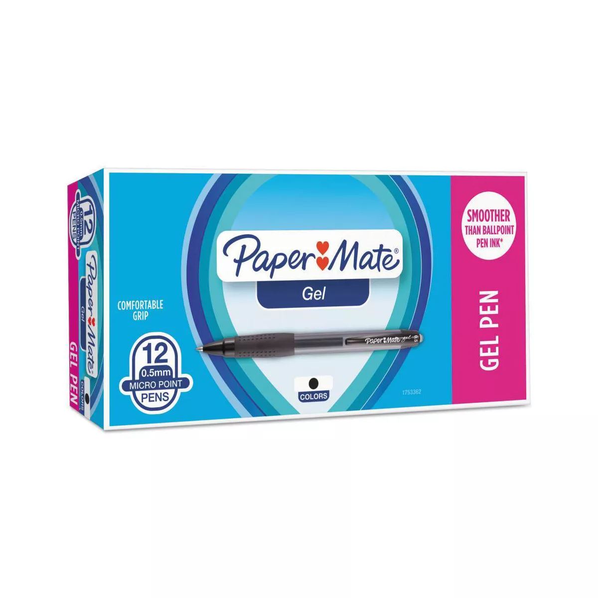 Paper Mate 12pk Roller Ball Retractable Fine Gel Pen Black