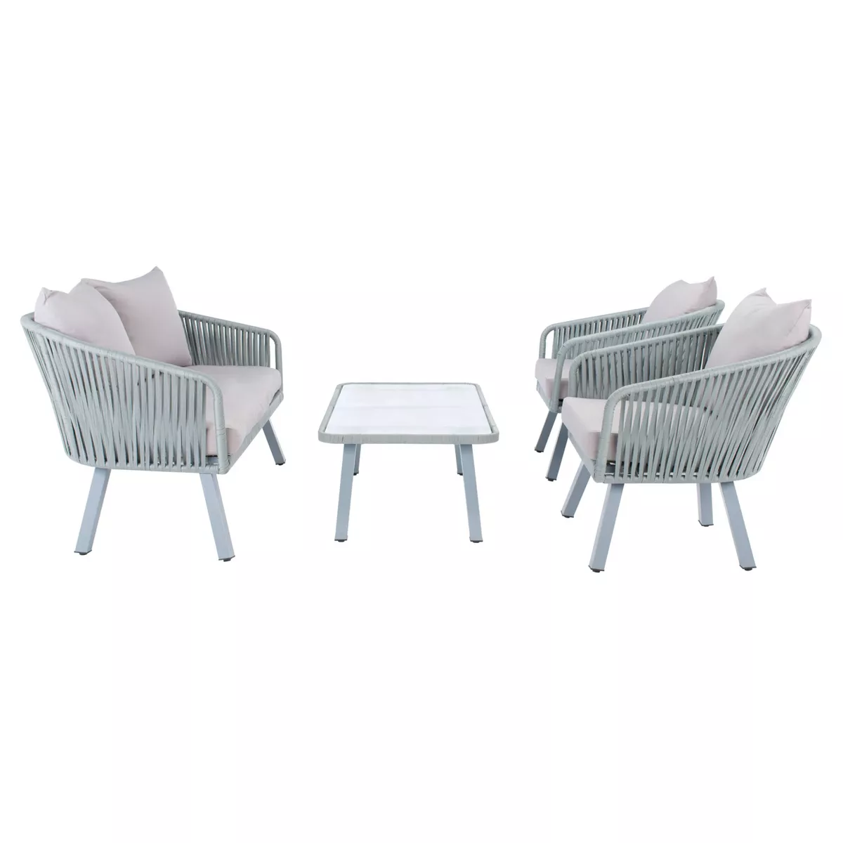 Jorda 4pc Rope Living Set - Gray - Safavieh