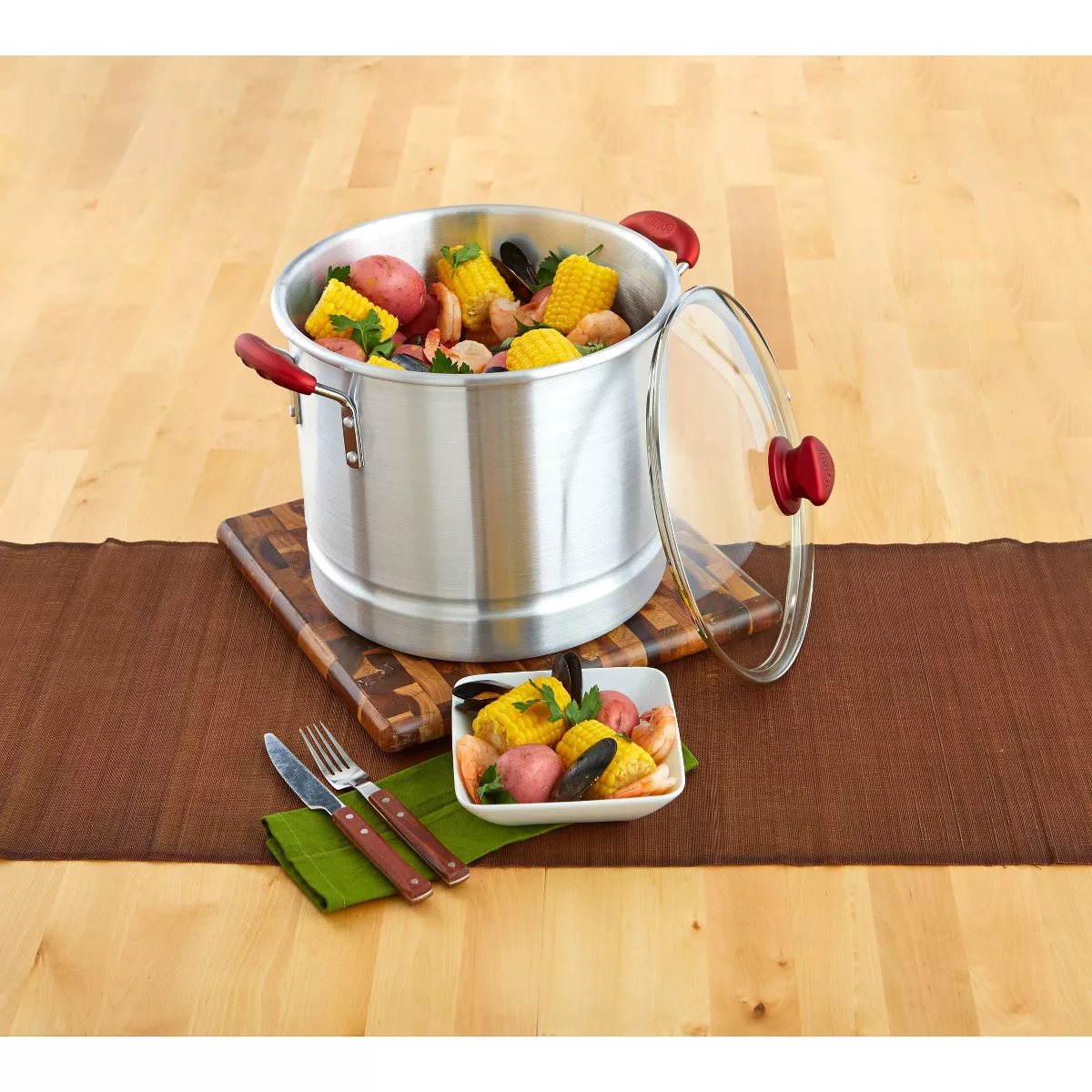 IMUSA 20qt Tamale Steamer with Ruby Red Handle