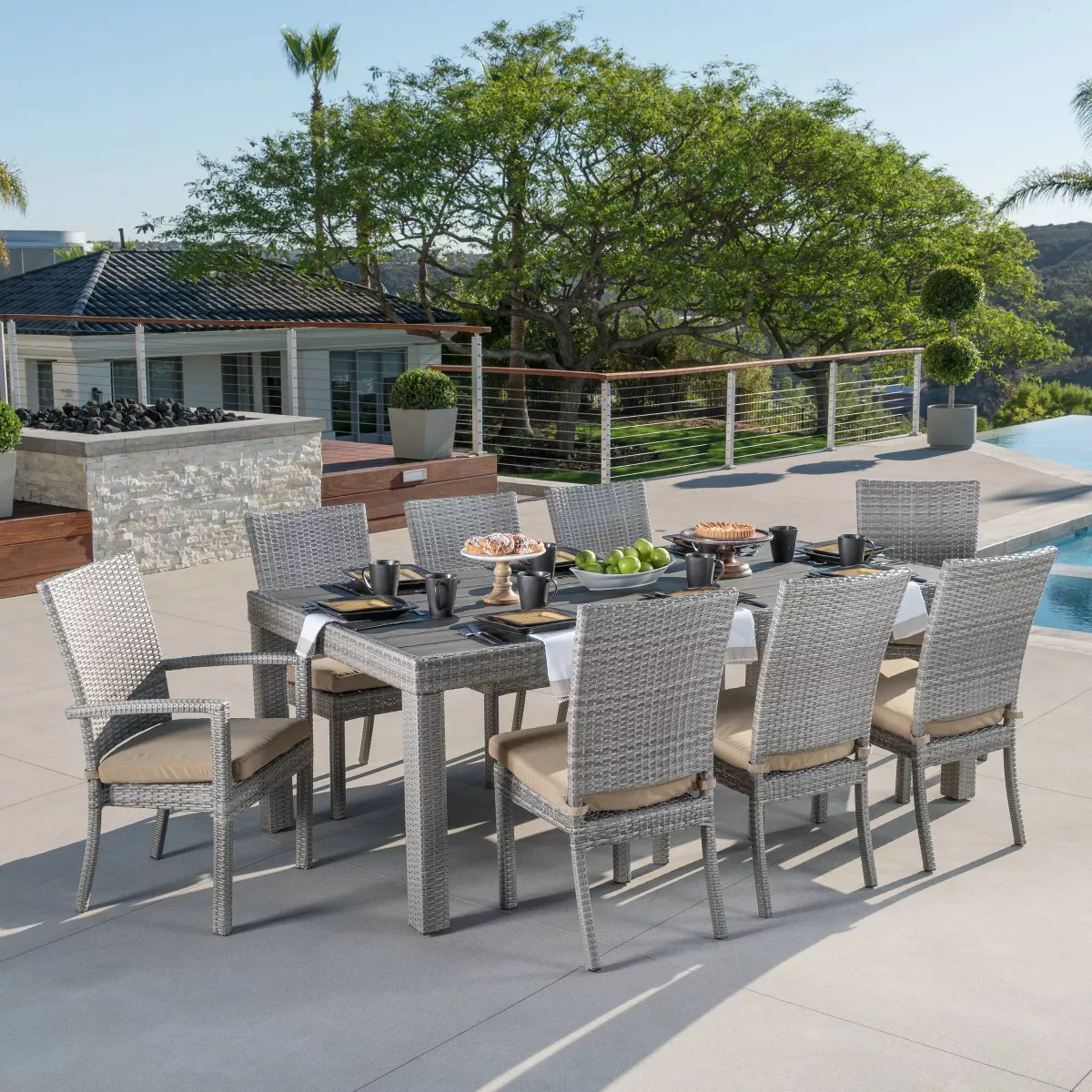 Cannes 9pc Dining Seating Set Maxim Beige - RST Brands