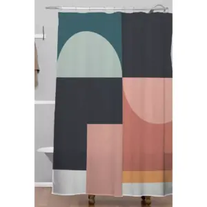 The Old Art Studio Abstract Geometric Shower Curtain Green - Deny Designs
