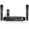 Pyle PWMA4004BT Powerful 3000 Watt 4 Channel Bluetooth Hybrid Amplifier Receiver with 2 Battery Powered Handheld Microphones and Remote Control