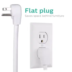Philips 6-Outlet Surge Protector with 4ft Extension Cord, White