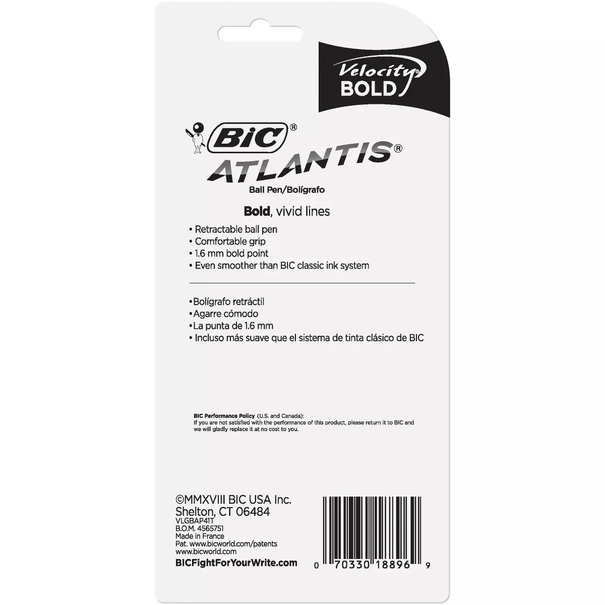 Bic Velocity 4ct Asst. Ballpoint Retractable Pen