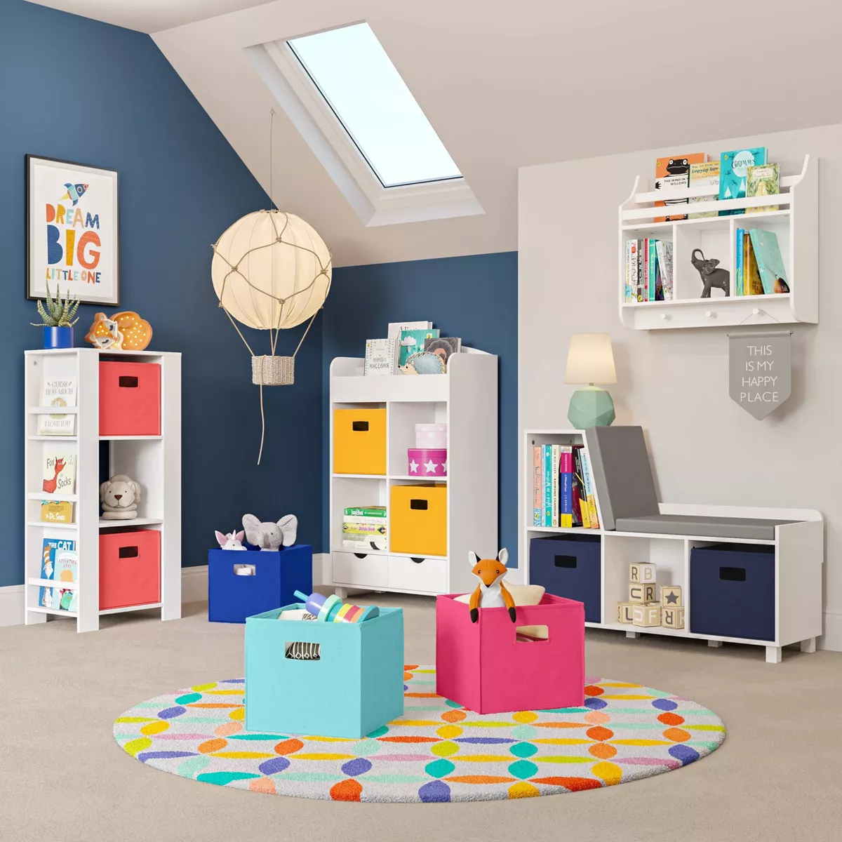 Book Nook Kids' Wall Shelf with Cubbies and Book Rack - RiverRidge
