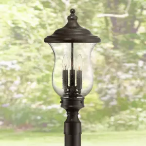 Franklin Iron Works Outdoor Post Light Fixture LED Dimmable Bronze 23