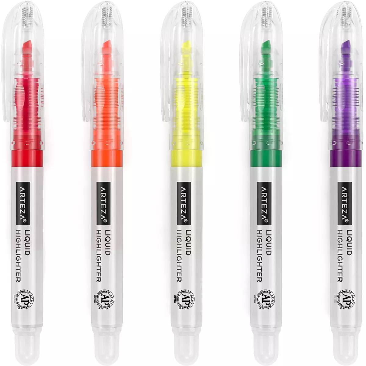Arteza Liquid Highlighters, Chisel Tip, 5 Assorted Colors - 30 Pack (ARTZ-9230)