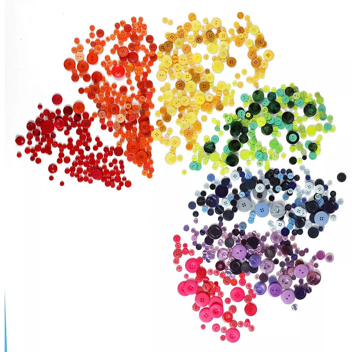 800 Pieces Round Rainbow Flatback Colorful Craft Resin Buttons 0.6-3cm with 4 Holes for DIY Crafts, Sewing and Scrapbooking
