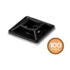 Monoprice Self Adhesive Cable Tie Mounts with Mounting Hole, 0.75x0.75 in, 100 Pcs/Pack, Black, ABS Type Approval, for Home, Office Cable Wire
