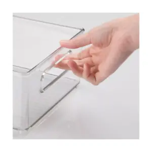 mDesign 2 Piece Plastic Stackable Kitchen Pantry Organizer with Top Tray - Clear