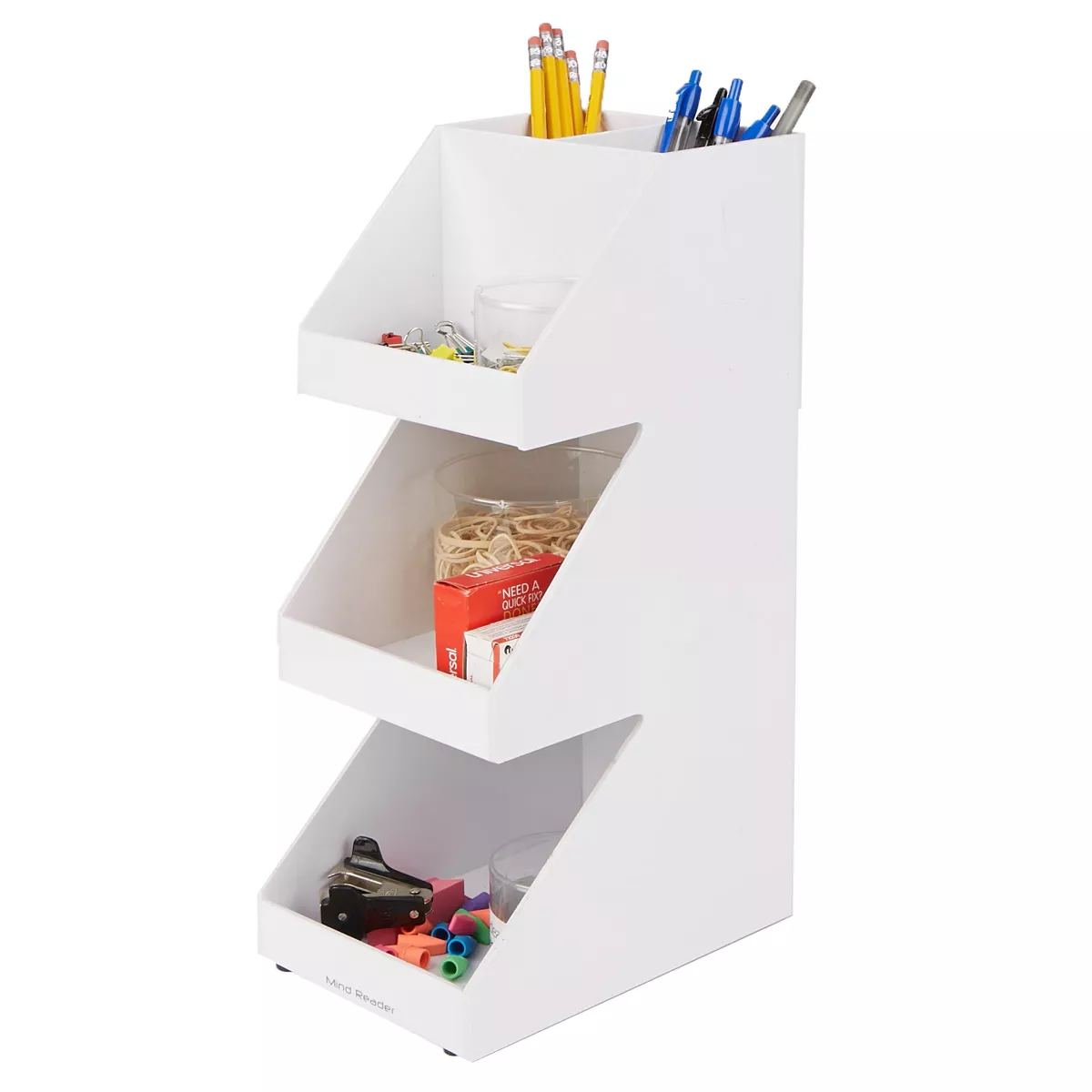 Mind Reader Acrylic 3-Tier High Quality Coffee / Tea Condiment Organizer, White