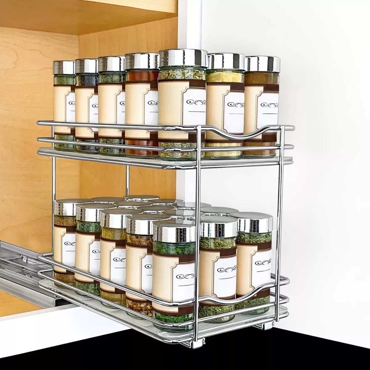 Lynk Professional Slide Out Double Spice Rack Upper Cabinet Organizer 6