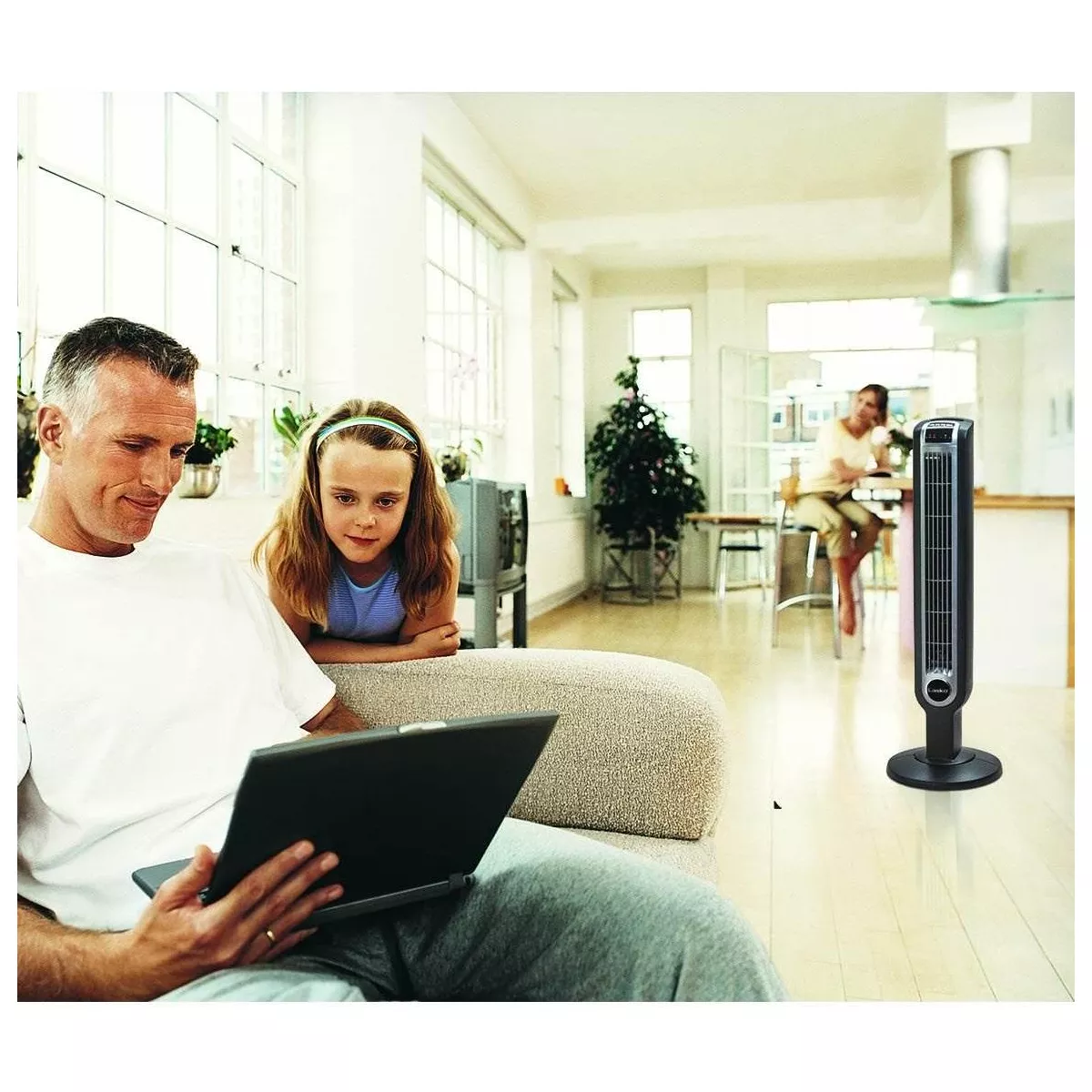 Lasko 2511 36 Inch 3-Speed Quiet Electric Programmable Widespread Oscillating Tower Fan with Remote and Touch-Control Timer for Home and Office, Black