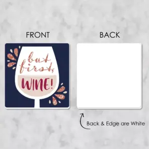 Big Dot of Happiness But First, Wine - Funny Wine Tasting Party Decorations - Drink Coasters - Set of 6