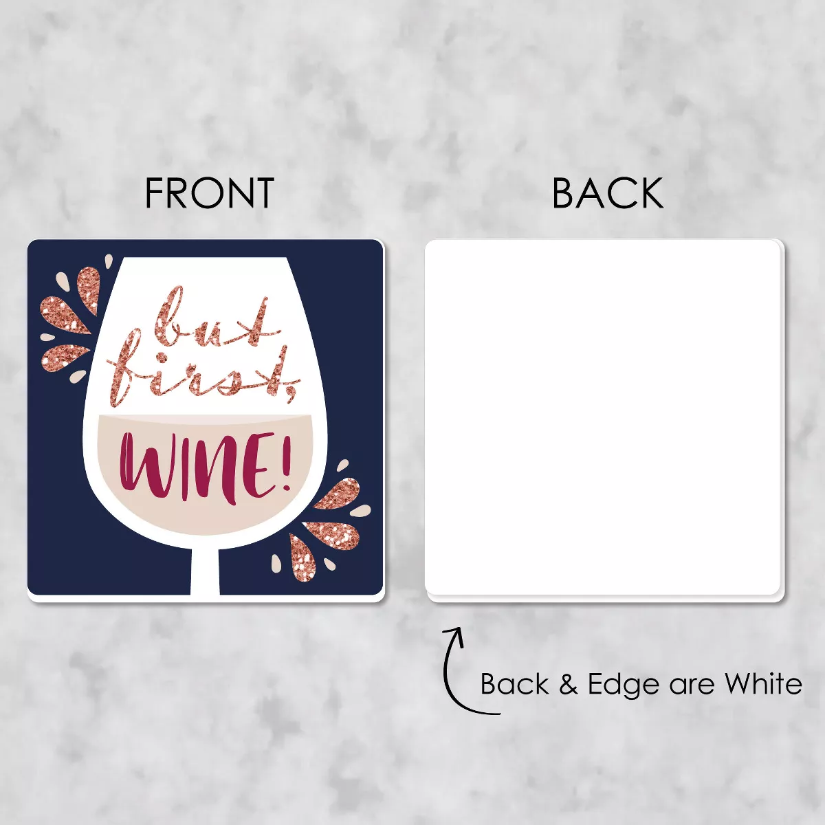 Big Dot of Happiness But First, Wine - Funny Wine Tasting Party Decorations - Drink Coasters - Set of 6