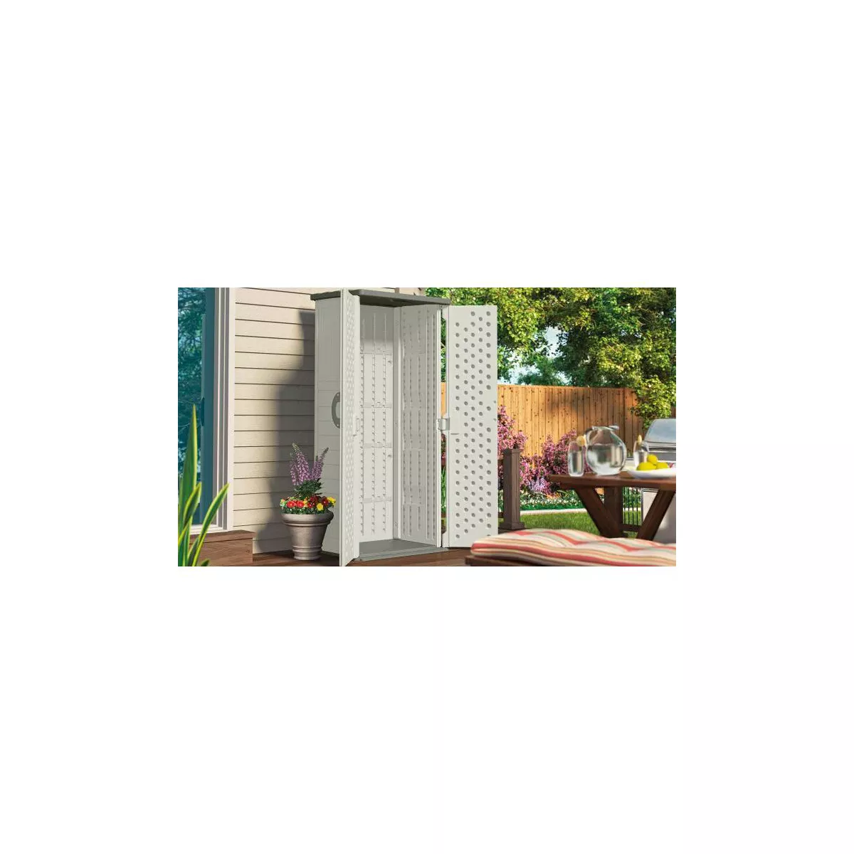 Suncast BMS1250 22 Cubic Feet Resin Versatile Vertical Storage Shed Building