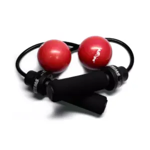Power Systems Airope Pro Medium Resistance Compact Weighted Rubber Jump Rope Pair with Padded Grip Handles, Red