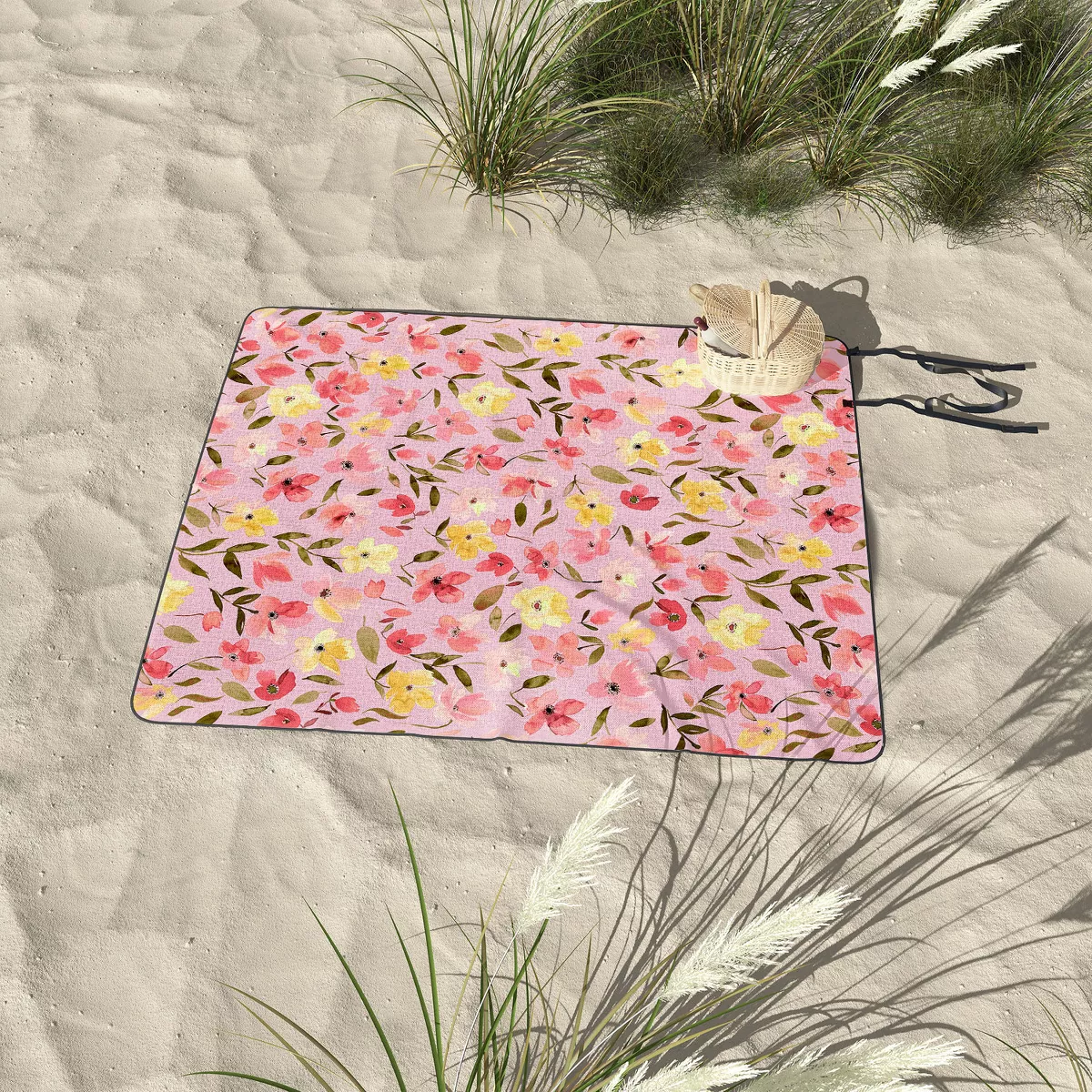 Ninola Design Fresh flowers Pink Picnic Blanket - Deny Designs