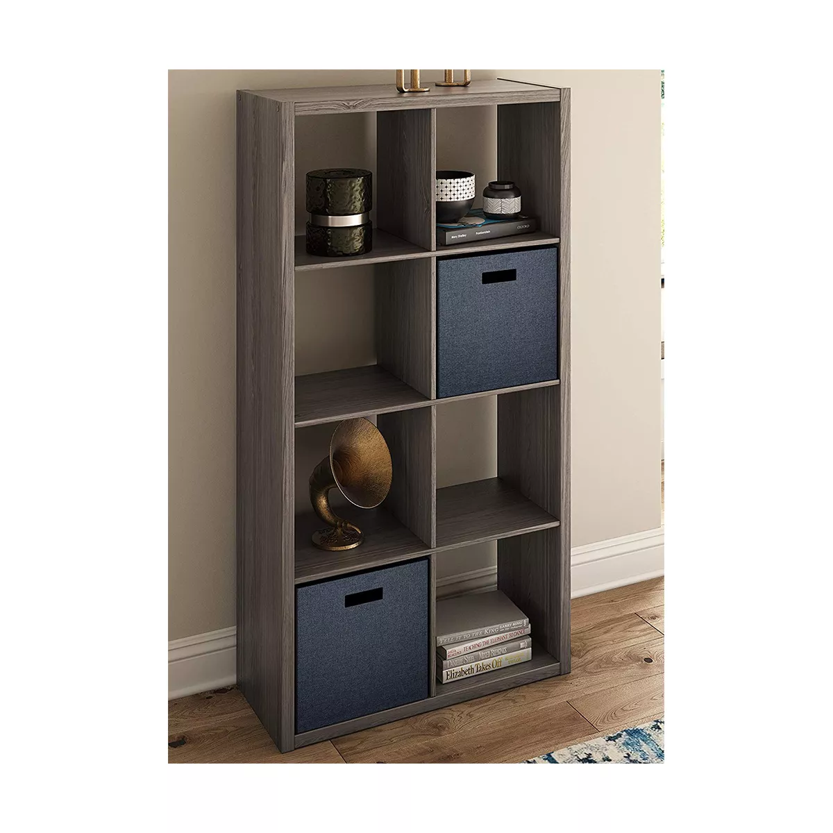 ClosetMaid 458500 Heavy Duty Decorative Bookcase Open Back 8-Cube Storage Organizer in Graphite Gray for Home, Closet, Office, or Toys