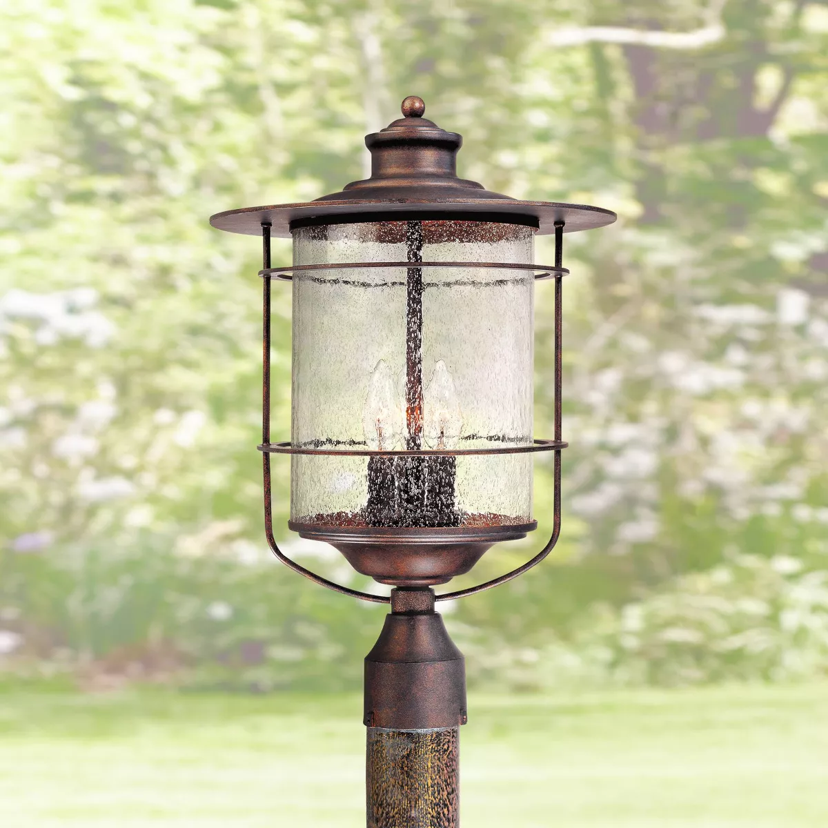 Franklin Iron Works Industrial Farmhouse Outdoor Post Light Bronze 19 3/4